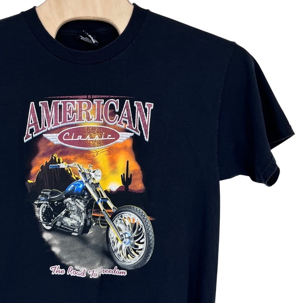 WWE "American Classic" Graphic T-Shirt Mens Black Biker Chopper 2007 Y2K
